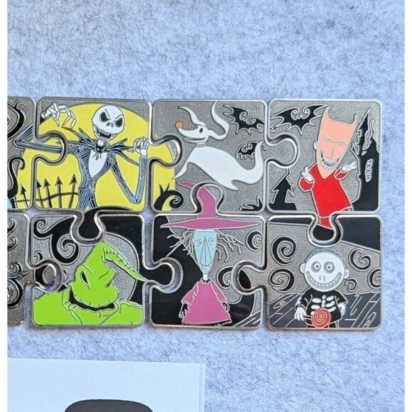 Nightmare Before Christmas Character Connection Puzzle Pin Set Chasers Complete - Picture 4 of 4